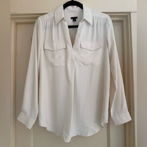 Ann Taylor White Blouse with Pockets